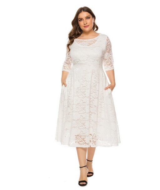 Robe Blanche Bohème Grande Taille de pas cher