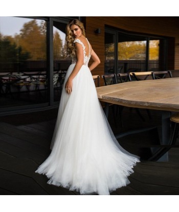 Robe longue blanche boheme mariage ou a consommer sur place