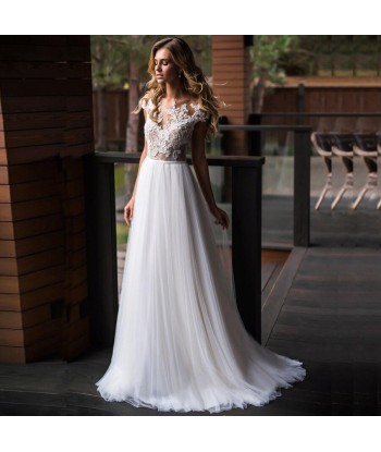 Robe longue blanche boheme mariage ou a consommer sur place