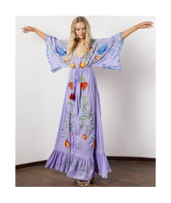 Robe Bohème Violette Maxi Broderie Comment ça marche