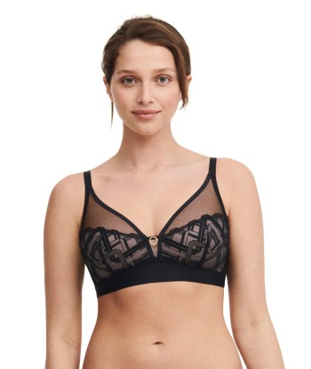 Chantelle - Support Graphique Soutien-Gorge De Soutien Sans Armature Noir brillant des détails fins