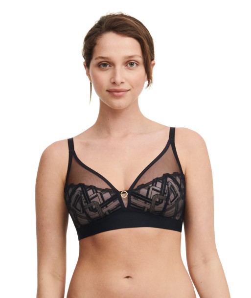 Chantelle - Support Graphique Soutien-Gorge De Soutien Sans Armature Noir brillant des détails fins