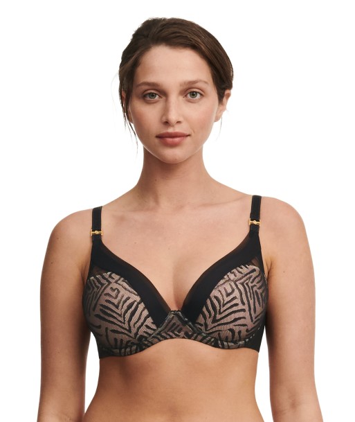 Chantelle - Graphique Allure Soutien-Gorge Coque Plongeant Noir Profitez des Offres !