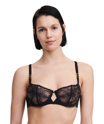 Chantelle - Orchidées Soutien-Gorge Balconnet Demi-Bonnet Noir en stock