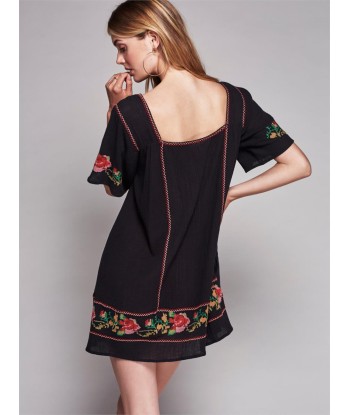 Robe bohème noir courte acheter en ligne