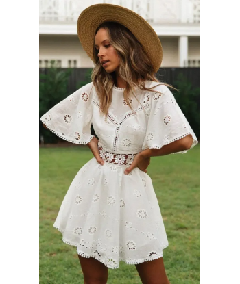 Robe boho courte blanche français