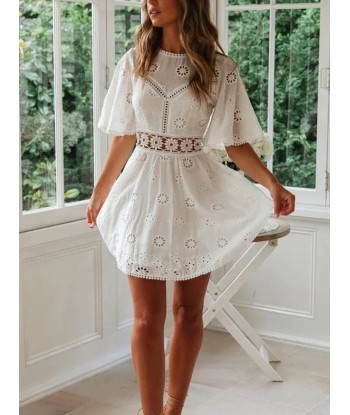 Robe boho courte blanche français