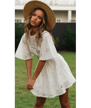 Robe boho courte blanche français