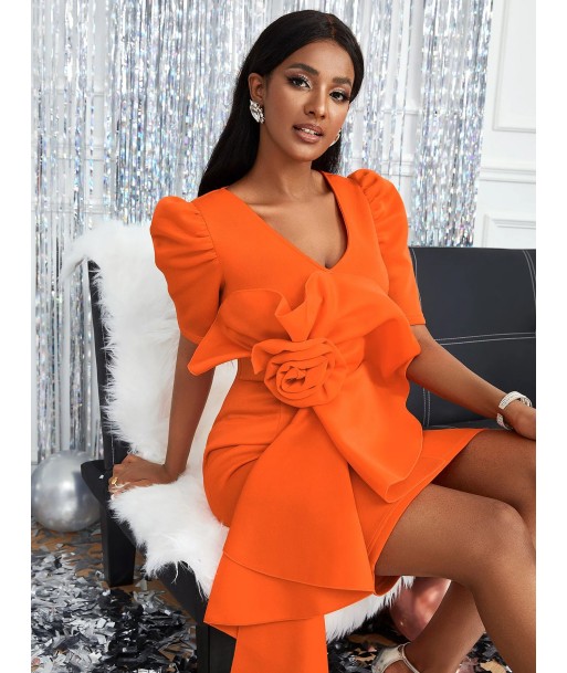 Robe courte bohème orange rembourrage situé sous