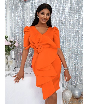 Robe courte bohème orange rembourrage situé sous