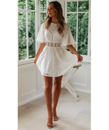 Robe boho courte blanche français