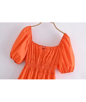 Robe courte bohème orange rembourrage situé sous