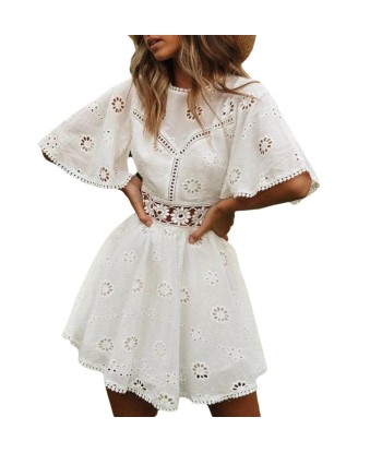 Robe boho courte blanche français