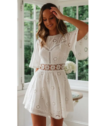 Robe boho courte blanche français