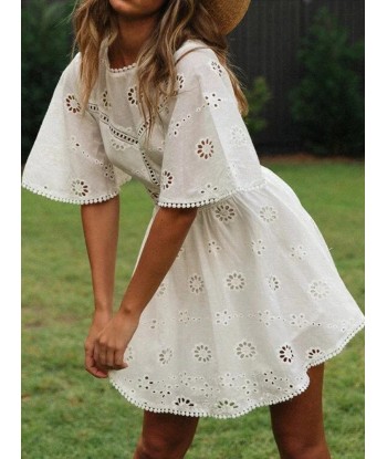 Robe boho courte blanche français