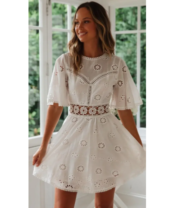 Robe boho courte blanche français