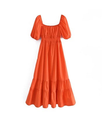 Robe courte bohème orange rembourrage situé sous