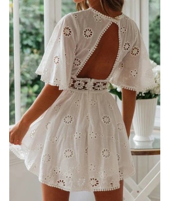 Robe boho courte blanche français