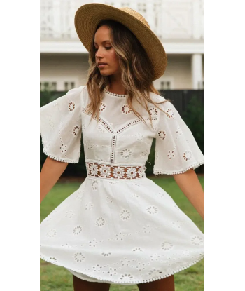 Robe boho courte blanche français